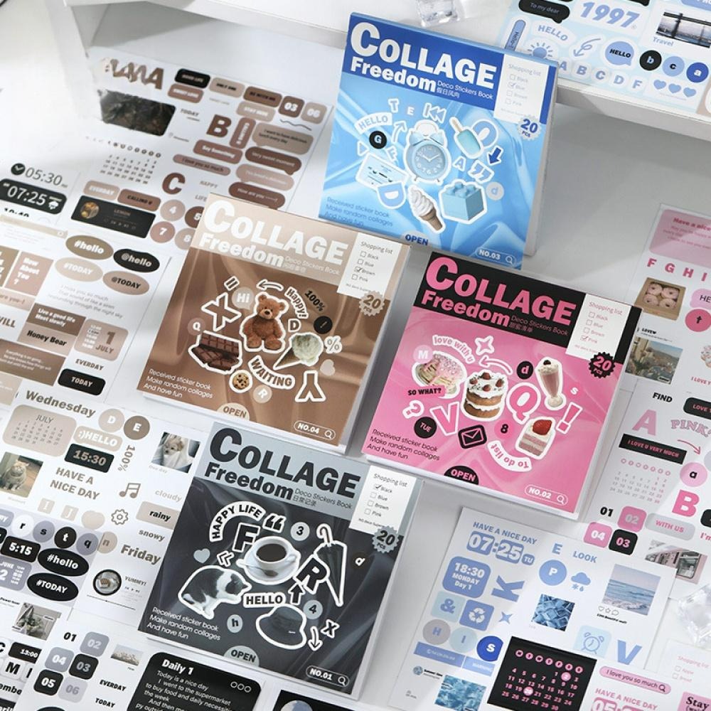 นาย Paper Retro English Collage Sticker Book 20 ชิ้น/เซ็ต Handmade DIY สติกเกอร์วัสดุตกแต่ง