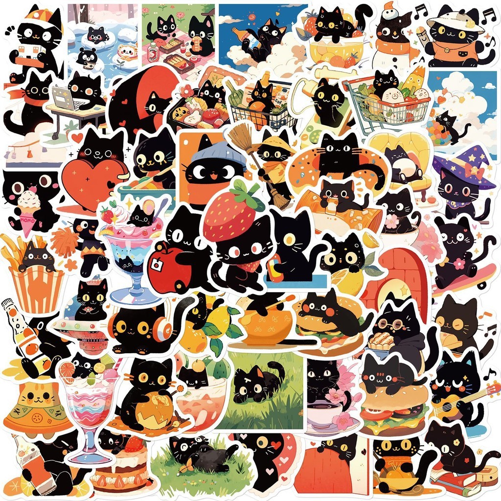 60 ชิ้น Cat Notes Series สติกเกอร์ Graffiti สําหรับกระเป๋าเดินทางโทรศัพท์มือถือกรณีแล็ปท็อปหมวกกันน็อคสเก็ตบอร์ดสติกเกอร์ตกแต่งกันน้ํา DIY Creative