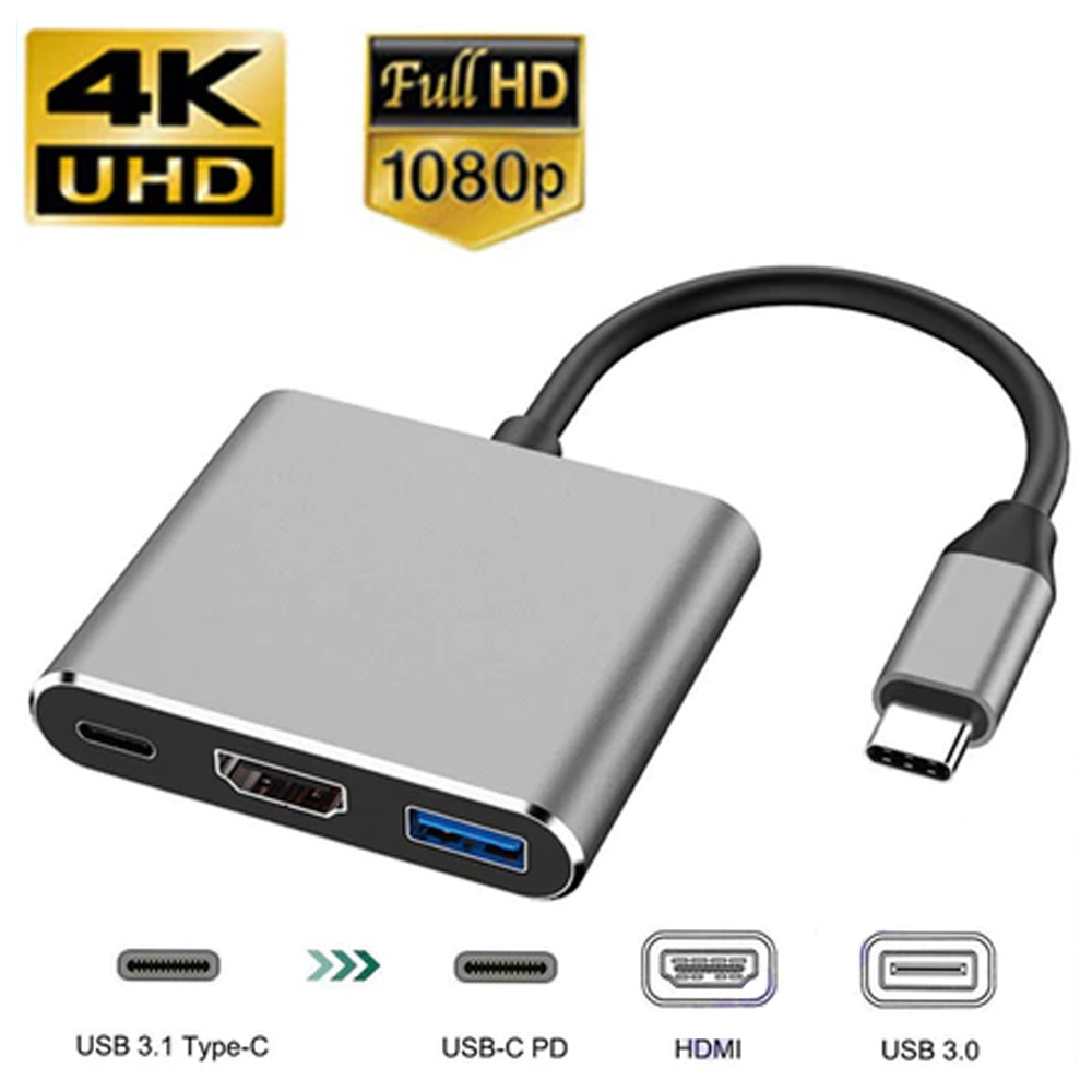 อะแดปเตอร์ HDMI Type C 4K PD ขยาย USB OTG ตัวแปลงหลายพอร์ตสำหรับโครงการหน้าจอ PC แล็ปท็อป