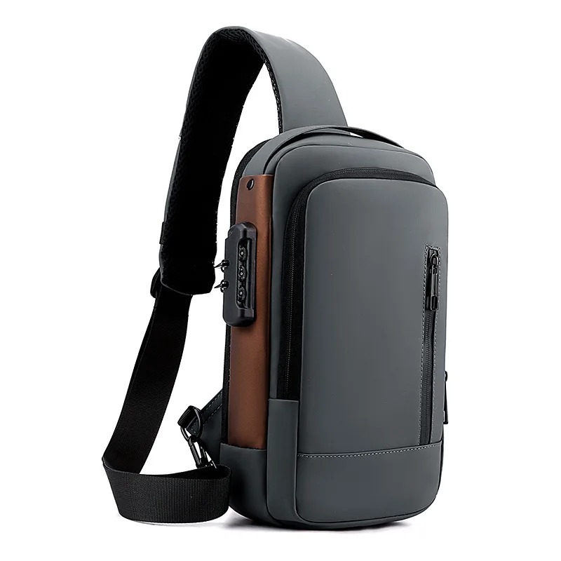 กระเป๋าสะพายไหล่ผู้ชายกันน้ํา Usb Crossbody Oxford bag Anti-Theft Sling bag กระเป๋าคาดหน้าอกสําหรับผู้ชาย