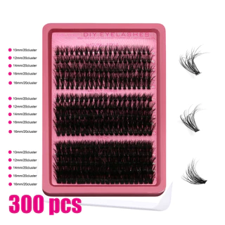 ต่อขนตา 300 ชิ้น/เซ็ต - 40D 60D 80D Faux Mink Single Lash 10-16 มม.Cluster