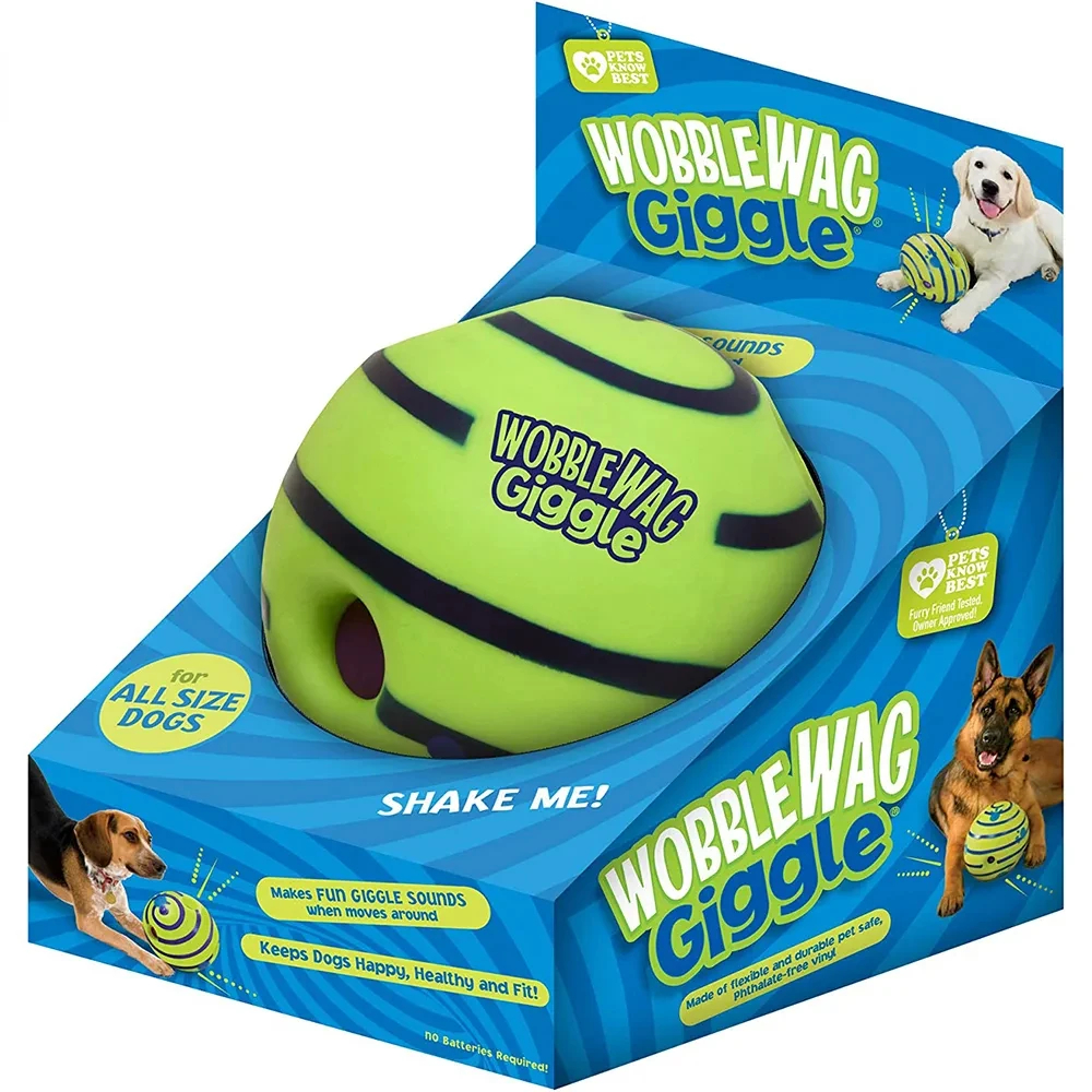 Wobble Wag Giggle Glow Ball Interactive ของเล่นสุนัขสนุก Giggle เสียงเมื่อรีดหรือสั่นสัตว์เลี้ยงรู้ที่ดีที่สุดเท่ากับทีวี