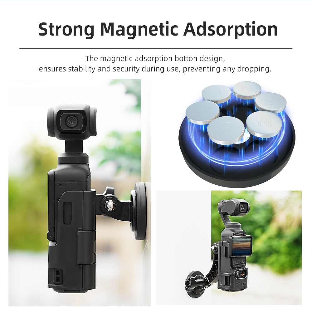 Flymile อะแดปเตอร์ Mount สําหรับ DJI Osmo Pocket 3 กล้อง Gimbal แม่เหล็กขยายวงเล็บป้องกันกรณี Handle Housing Shell QUICK Release อุปกรณ์เสริม