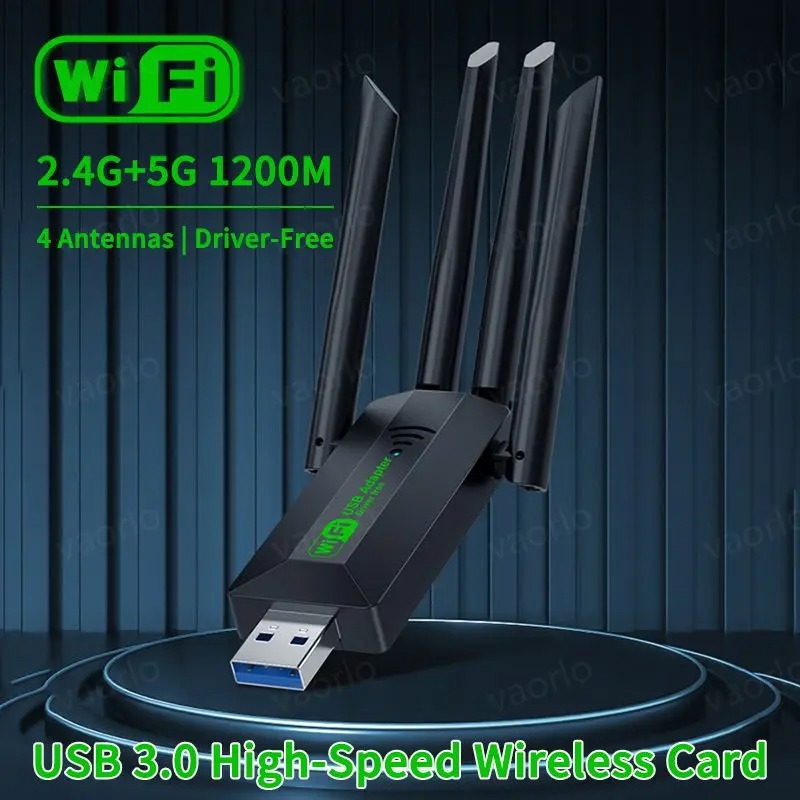 1200mbps USB Wifi อะแดปเตอร์ไดร์เวอร์ฟรี 4 เสาอากาศการ์ดเครือข่าย USB USB 3.0 ไร้สายระยะไกล Dual Band 5GHz สําหรับเดสก์ท็อป PC Window10/11