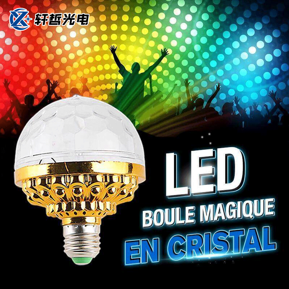 E27 Disco Ball ตกแต่งหมุนคริสตัล Magic Ball LED Stage หลอดไฟ 6W RGB สีสัน Rot