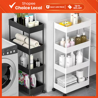 4 Layer Moving Rack Bathroom Organizer rack Kitchen Storage Shelf Wall Trolley cart organizer rack