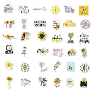 Little daisy Series Graffiti สติกเกอร์น่ารัก 50 ชิ้นสําหรับกระเป๋าเดินทางกรณีโทรศัพท์มือถือแล็ปท็อปหมวกนิรภัยสเก็ตบอร์ดสติกเกอร์ตกแต่งกันน้ํา DIY Creative