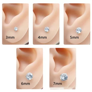 สแตนเลส Cubic Zirconia ต่างหูสตั๊ดสําหรับผู้หญิง 3-7 มม.ประกาย Elegant Party เครื่องประดับงานแต่งงานชุดของขวัญ