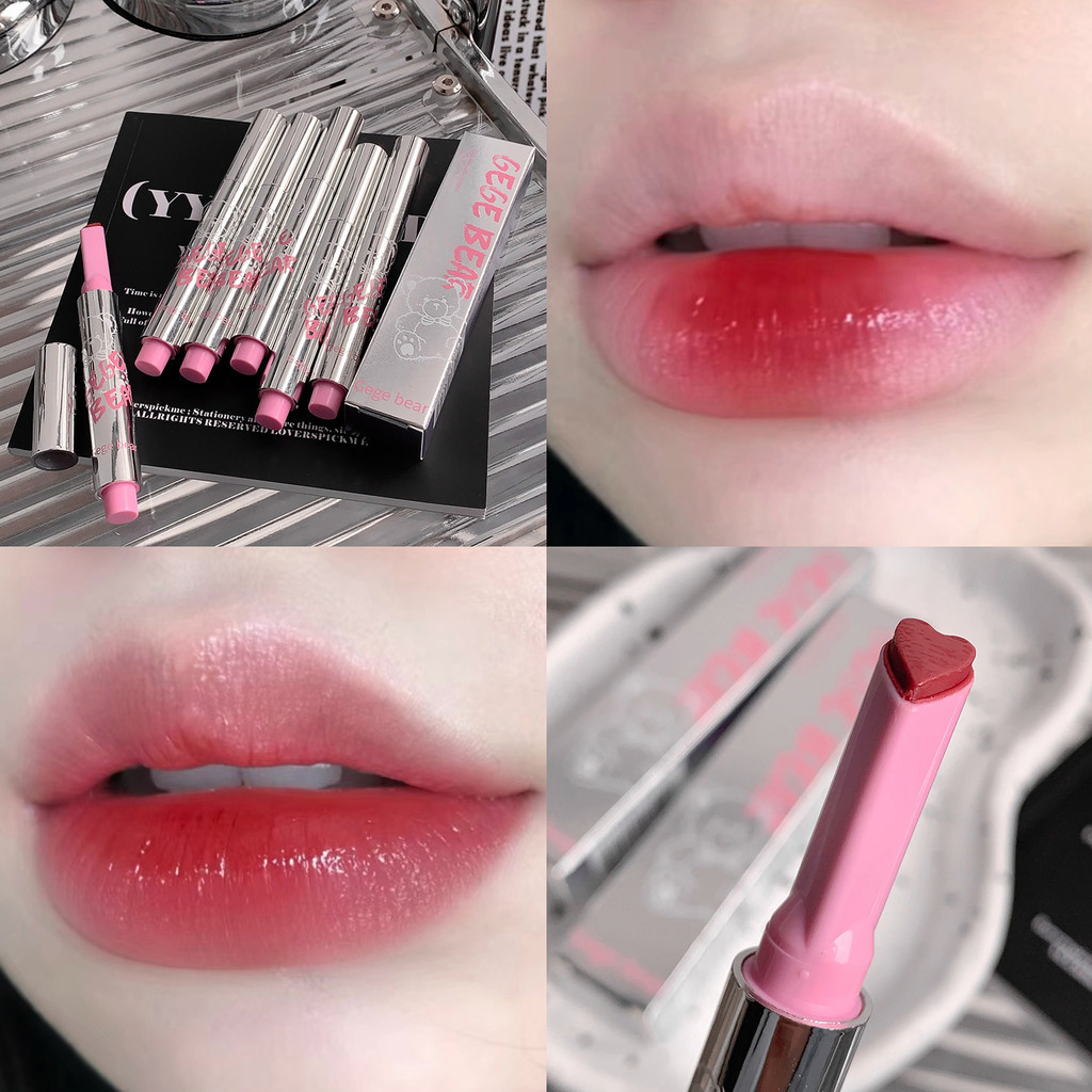 Gege BEAR ลิปสติกคริสตัลโปร่งแสง Water Glossy Lip Glaze ลิปกลอสติดทนนาน Moisturizing Hydrating Lip Tint Lip Makeup