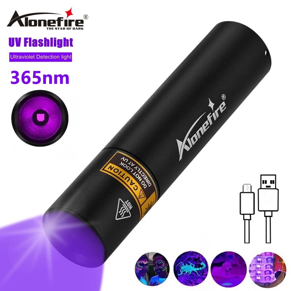 Alonefire SV15 ไฟฉาย LED UV 5W 365nm แสงอัลตราไวโอเลต ชาร์จ USB สีดํา สําหรับสัตว์เลี้ยง หนอน โรคเชื้อรา