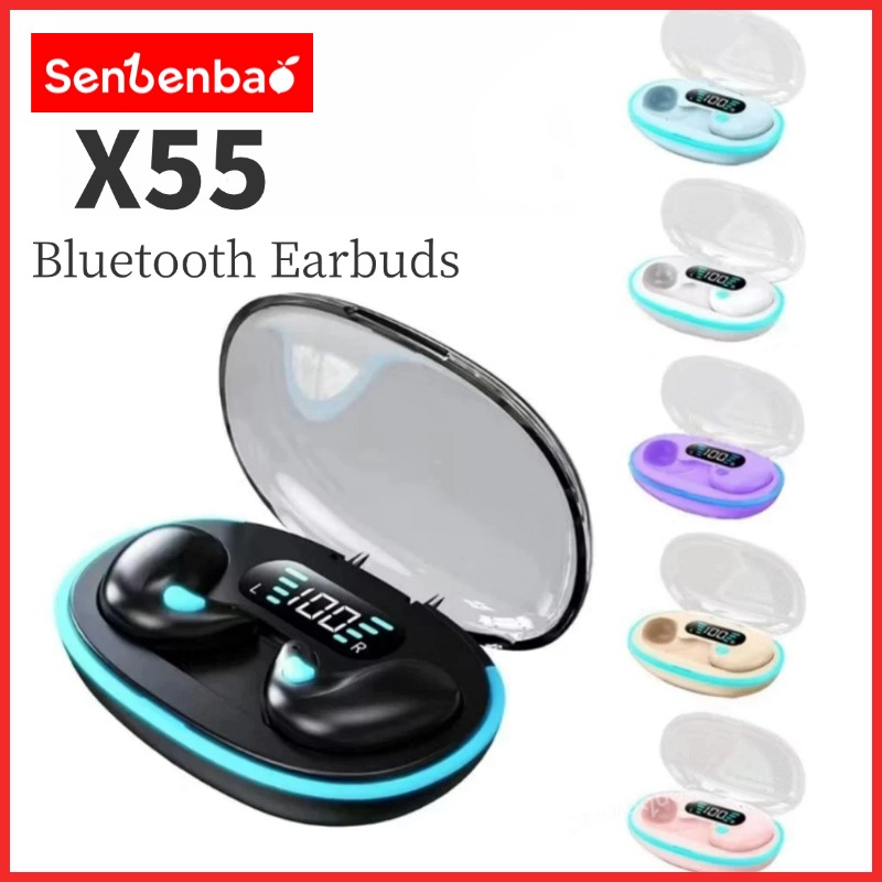 หูฟังนอนหลับ TWS X55, หูฟังบลูทูธไร้สาย, เสียงสเตอริโอ Hi-Fi, พร้อมไมโครโฟนลดเสียงรบกวนกันน้ํา