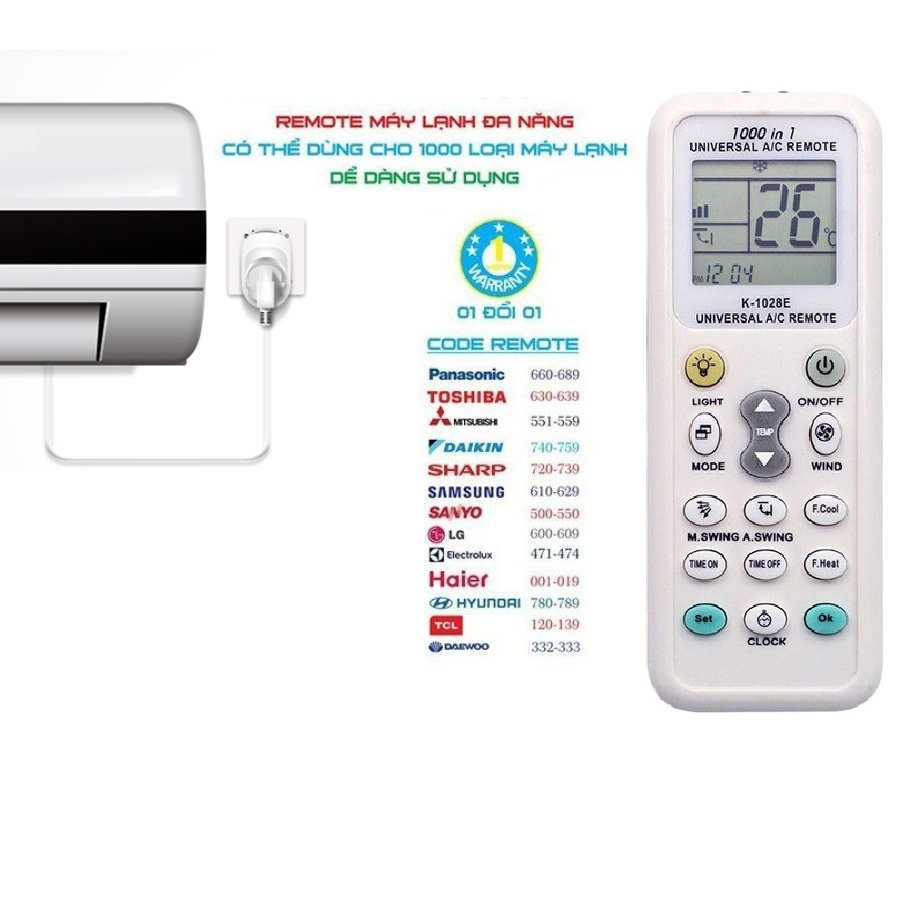 รีโมทเครื่องปรับอากาศอเนกประสงค์ K-1028E