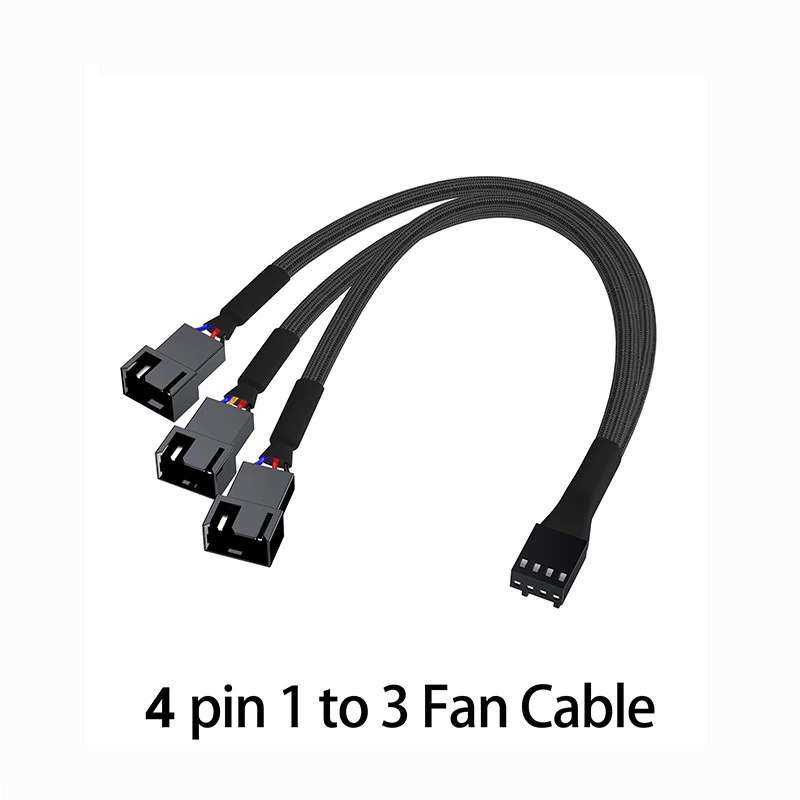 4-pin 1 ถึง 3 Way PWM พัดลมแยกสาย Cooled Tap Sleeve Extension สายถัก Extension ขั้วต่อพัดลม