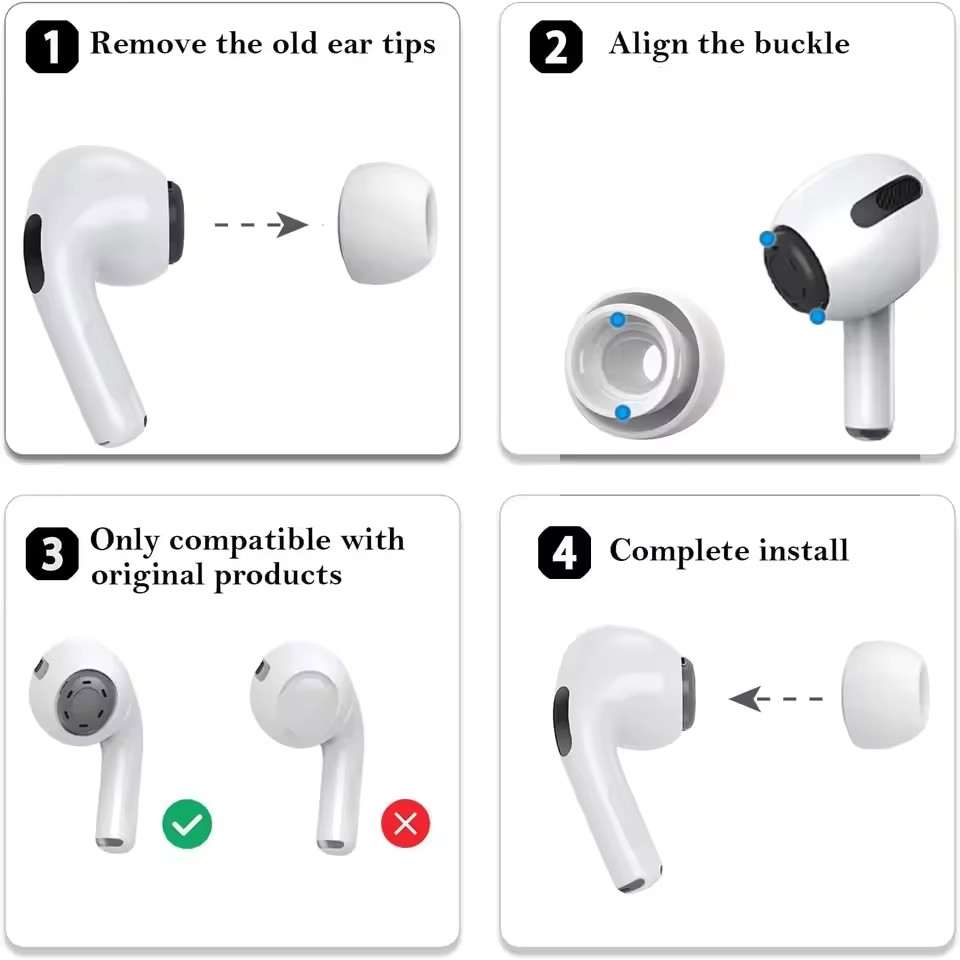 AirPods Pro Ear Tips เบาะเปลี่ยนซิลิโคนพร้อมการออกแบบช่องระบายอากาศบรรเทาความดันสําหรับ Secure Fit - รูปที่ 2