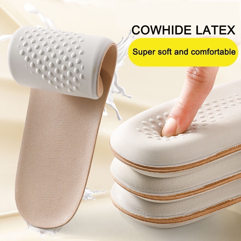 หนัง Latex กีฬา Insoles Shock-Absorbing Soft Foot Cushions สําหรับฟิตเนสฤดูร้อน