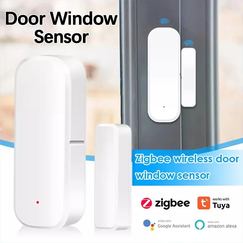 สมาร์ท ZigBee เซ็นเซอร์ประตูหน้าต่างสัญญาณเตือนแบบเรียลไทม์ Home Automation Alexa