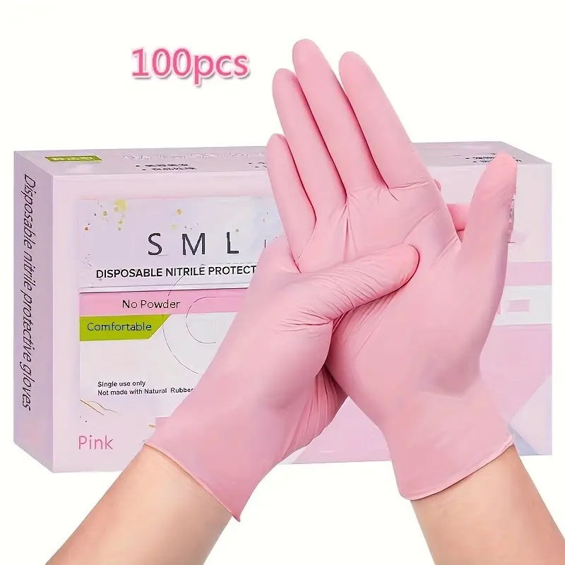 100ชิ้น/กล่องพรีเมี่ยมถุงมือไนไตรล์ปลอดแป้ง-ข้น, กันน้ํามัน, ยางสังเคราะห์กันน้ําเหมาะสําหรับล้างจาน, ร้านอาหารและครัวใช้ผิวที่มีความส