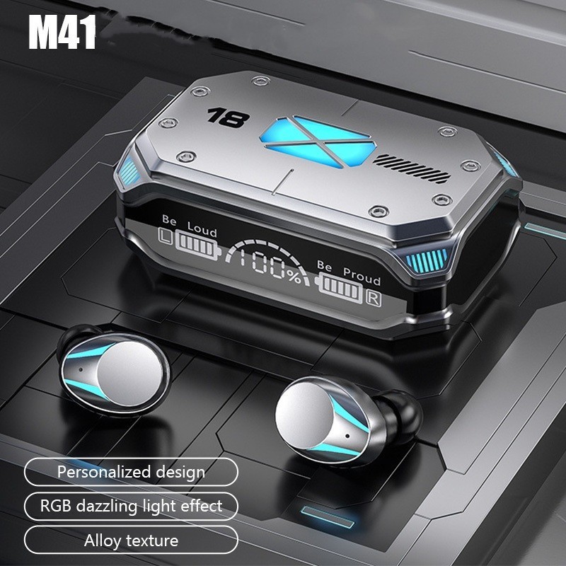 M41 BT หูฟังไร้สายหูฟัง 9D Sound Earbuds สําหรับโทรศัพท์ Xiaomi Touch TWS IPX4 จอแสดงผลดิจิตอลกันน้ําพร้อมไมโครโฟน