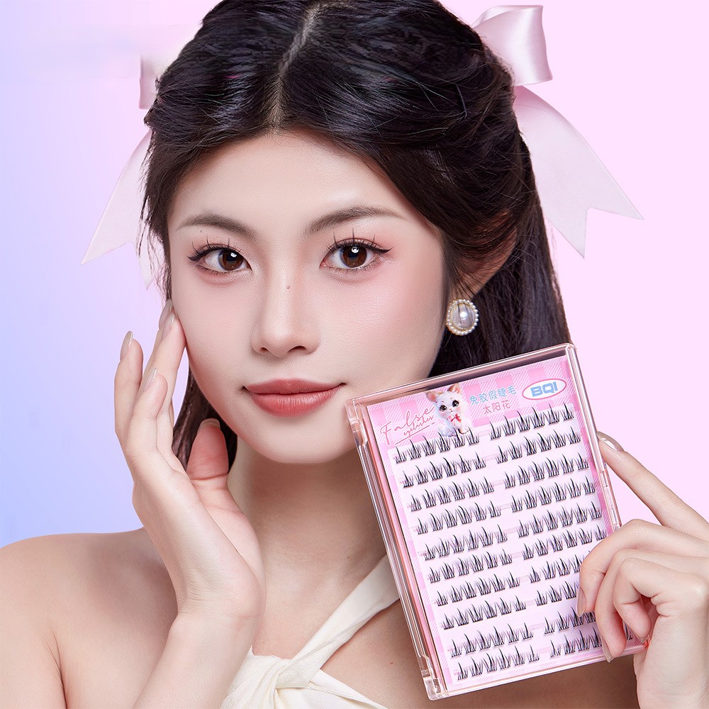BQI Glue-Free Big Curl Natural False Lashes – 10 แถว Easy On & Off, ขนตานํากลับมาใช้ใหม่สําหรับสวมใส่ทุกวันและแต่งหน้าปาร์ตี้ - รูปที่ 2