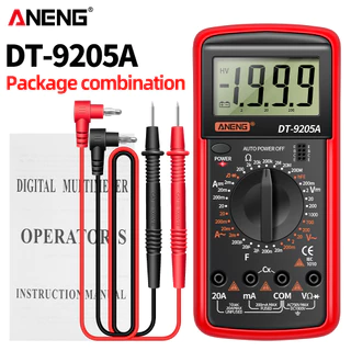 ANENG One Set DT9205A มัลติมิเตอร์แบบดิจิตอล, ช่วงอัตโนมัติพร้อมความต้านทานกระแสไฟ AC/DC Capacitance และการทดสอบทรานซิสเตอร์พร้อมฟังก์ชั่น NCV