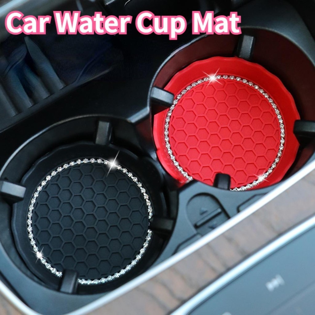 2024 ใหม่สากลสีชมพูรถถ้วย Coaster ลื่นที่วางแก้วถ้วยสีชมพูใส่ Coasters Protecter Rhinestone รถ Protecter Mat ถ้วย Pad น่ารัก Charm อุปกรณ์ตกแต่งภายในรถ