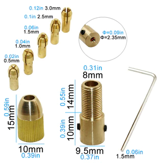 ชุดหนึ่ง 7 ชิ้น Micro เจาะ Bit Collet ชุด, 2.35 มม./3.17 มม.เจาะขนาดเล็ก Chuck สําหรับเครื่องมือโรตารี่และเจาะมือ