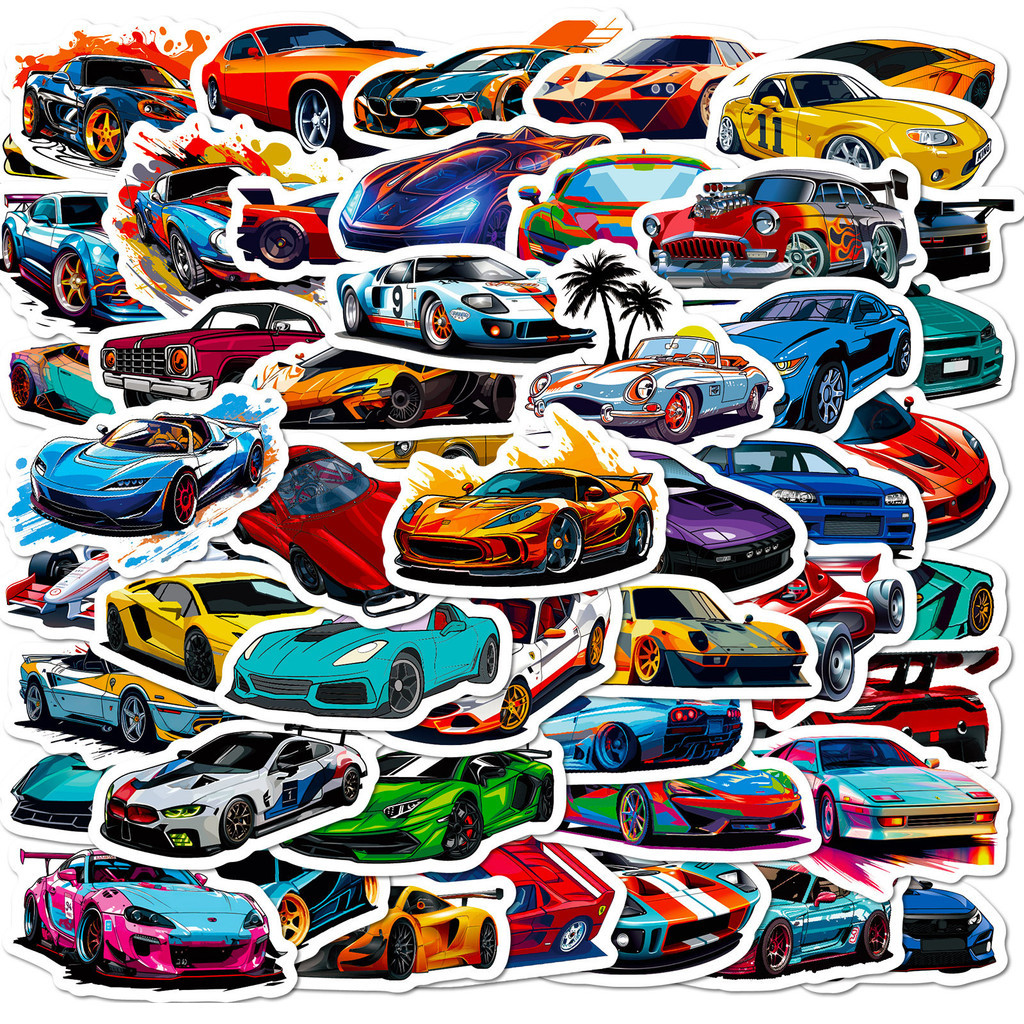 50pcs การ์ตูน Cool Racing Series Graffiti สติกเกอร์เหมาะสําหรับแล็ปท็อปหมวกนิรภัยเดสก์ท็อปถ้วยน้ําตกแต่งกันน้ํา DIY คู่มือสติกเกอร์ Pack