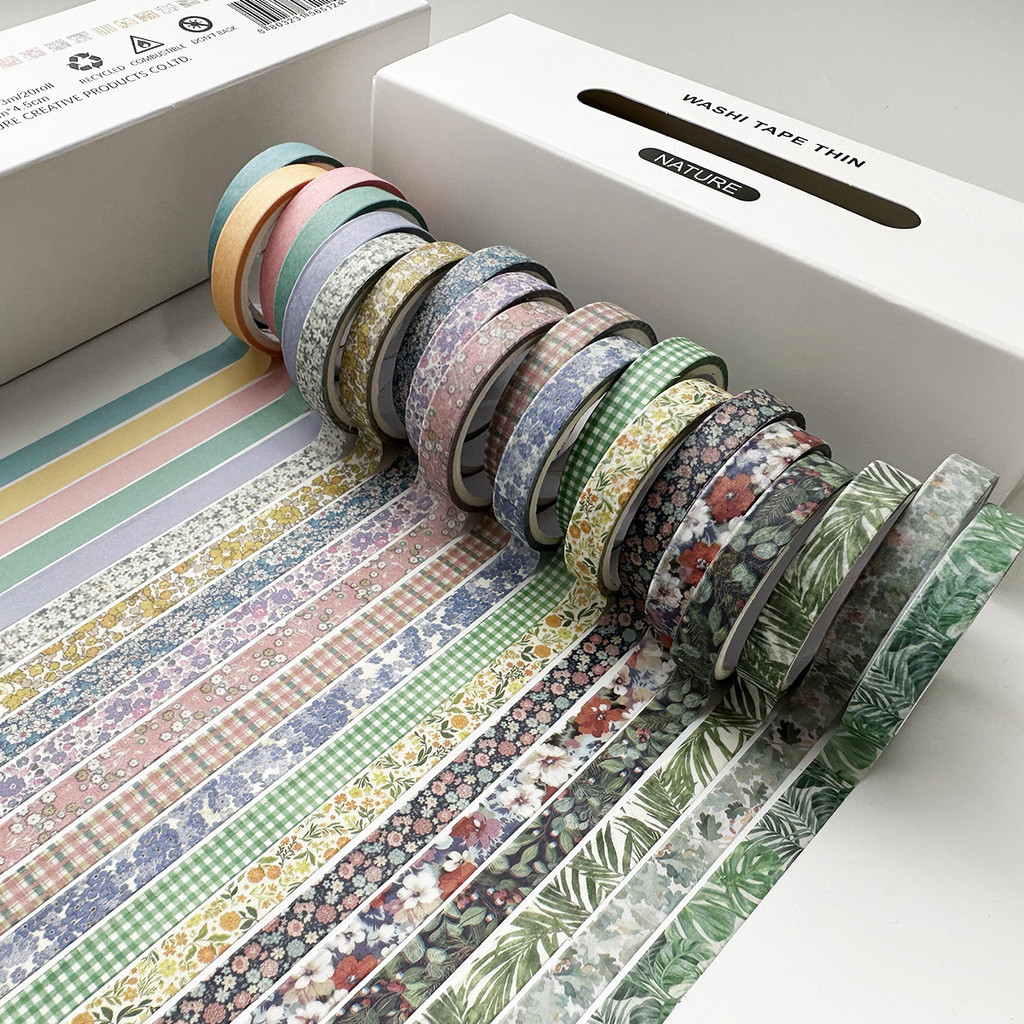 20 ชิ้นผสมบรรจุคู่มือเทปบาง Retro Washi เทปคู่มือโบราณเทปตกแต่งสร้างสรรค์ DIY