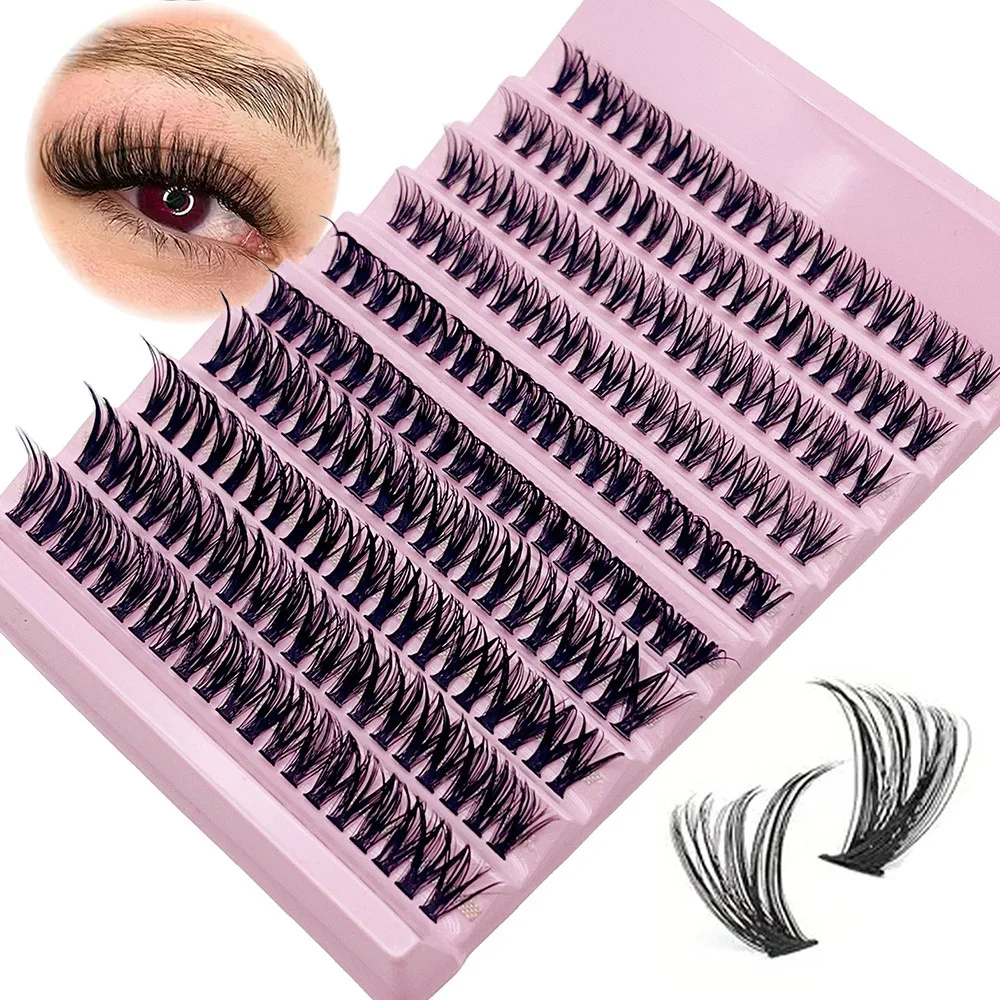 Single Flase Eyelash Extension 200 Clusters s, D Curl Natural Look, ความยาวผสม 8-12 มม., DIY Lash Kit Supplies