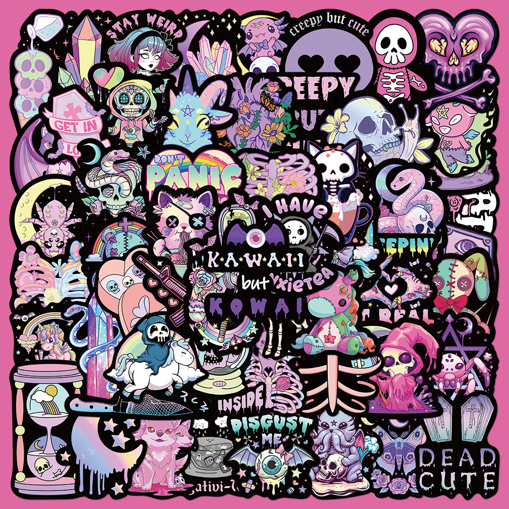 56pcs การ์ตูน Gothic ยุโรปและอเมริกา Dark Series Graffiti สติกเกอร์เหมาะสําหรับแล็ปท็อปหมวกนิรภัยเดสก์ท็อปถ้วยน้ําตกแต่งกันน้ํา DIY คู่มือสติกเกอร์ Pack