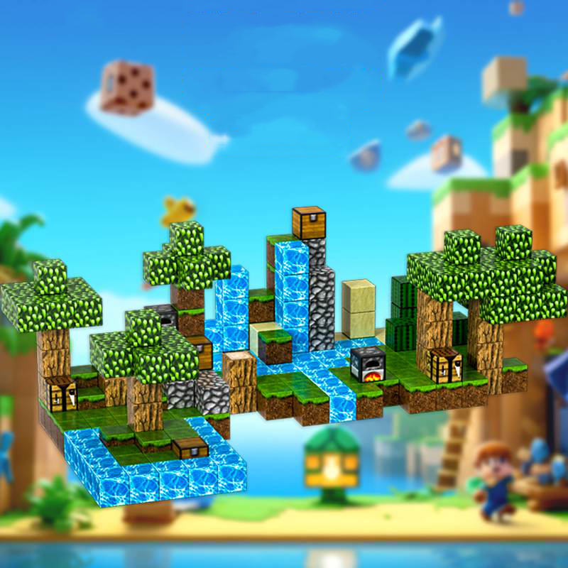 128 ชิ้น Minecraft DIY แม่เหล็กของเล่น Mine ประกอบของเล่นแม่เหล็ก Cube Building block เด็กการศึกษารุ่นของขวัญ My World Building block ของเล่นแม่เหล็ก