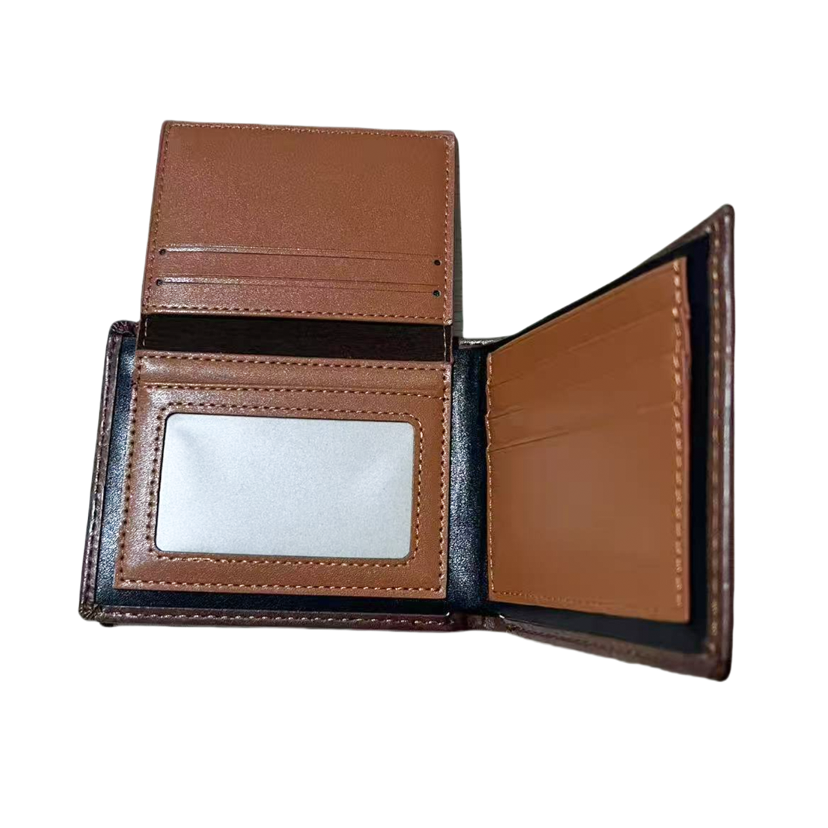 คาร์เคน กระเป๋าสตางค์หนังผู้ชายสั้นพรีเมี่ยมนูนจดหมาย-สีทึบเรียบง่ายพับสองสล็อตผู้ถือบัตรเครดิต - รูปที่ 2