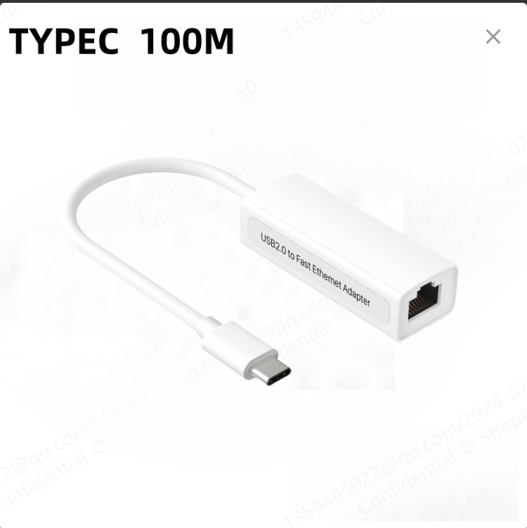 อะแดปเตอร์การ์ดเครือข่ายอีเธอร์เน็ต LAN USB 2.0 เป็น RJ45 10 100Mbps TYPEC สําหรับแล็ปท็อป PC Windows 7 8 10 11