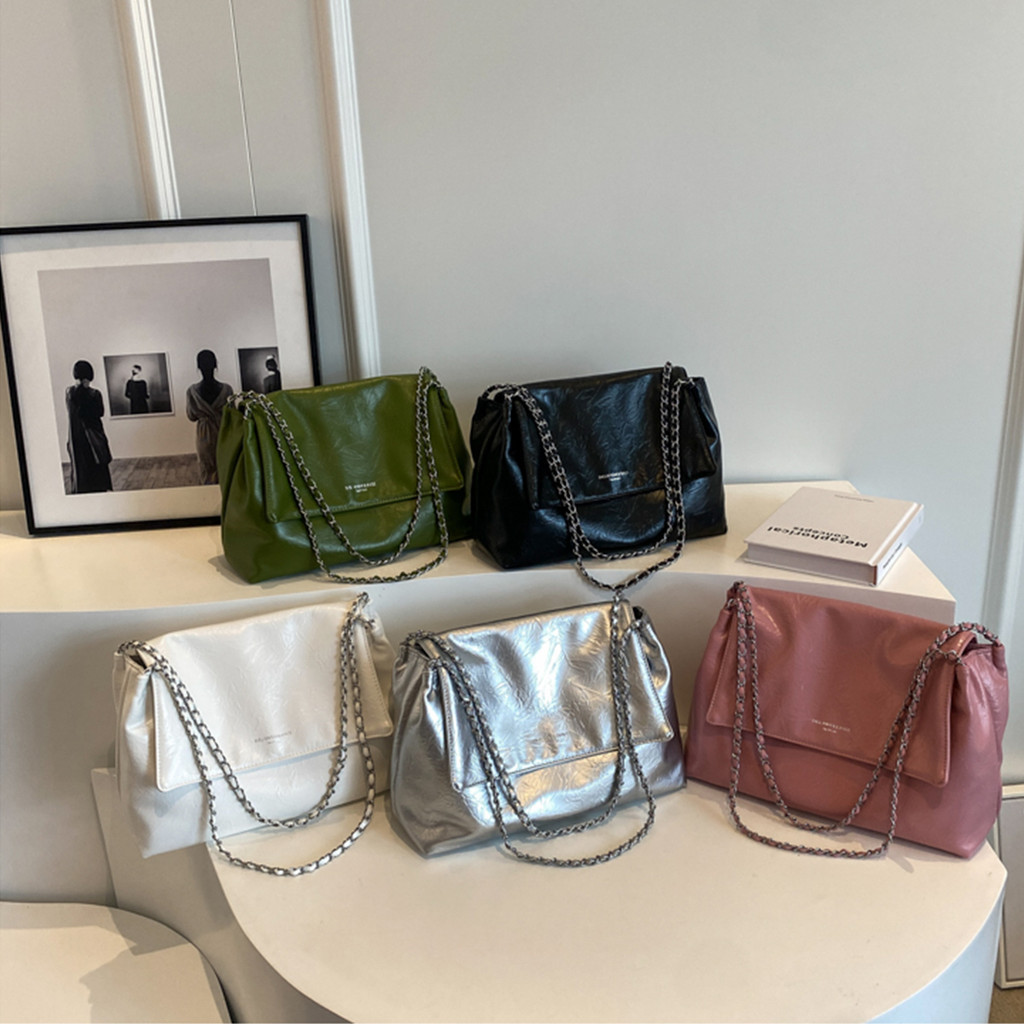 1 Pc แฟชั่น Casual ขนาดใหญ่ Capcity สีทึบ PU หนังประเภท Crossbody กระเป๋าไหล่กระเป๋าสําหรับ Lady สําหรับกลางแจ้ง