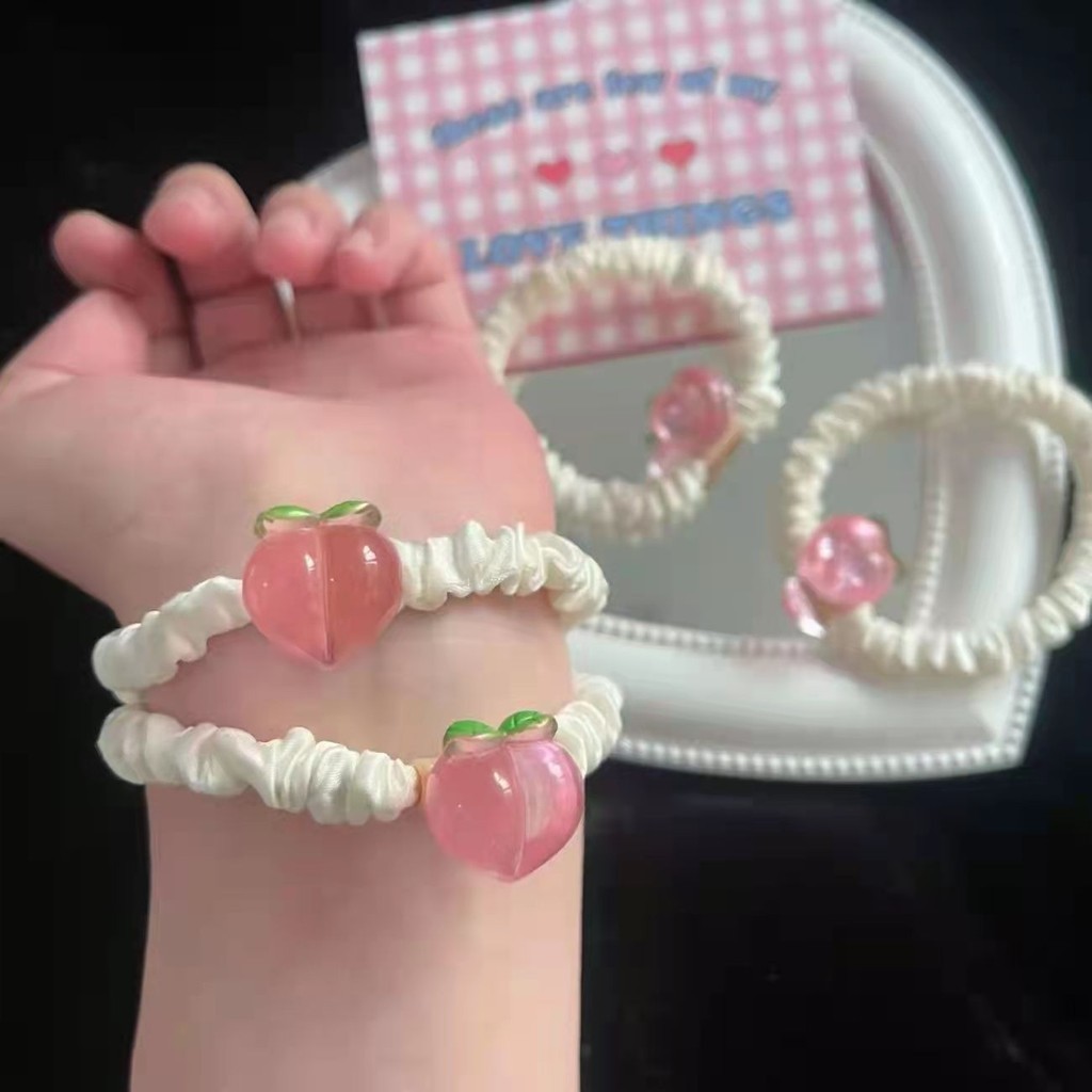 1 ชิ้นผมพีช Tie หวาน Mori สไตล์ไส้กรอกแหวนน่ารักนักเรียน All-Match ยางรัด Q-Bounce พีชเชือกผม Headdress