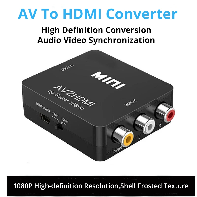 ตัวแปลง AV เป็น HDMI AV เป็น HDMI Video Adapter ชุดตรวจสอบกล่องด้านบนไปยังอะแดปเตอร์ความละเอียดสูงทีวี