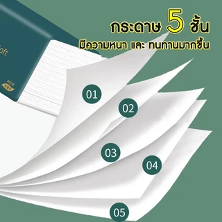[1 ลัง 20 ห่อ] กระดาษทิชชู่ห่อใหญ่ หนา 5 ชั้น ห่อละ 460 แผ่น ไม่เป็นขุย ผลิตจากเยื่อไผ่
