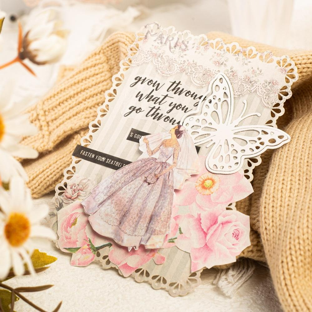 Mr.paper Hollow ลูกไม้ดอกไม้วัสดุกระดาษ 10 แผ่น/ชุด 10*14 ซม.Handmade DIY วัสดุฐาน