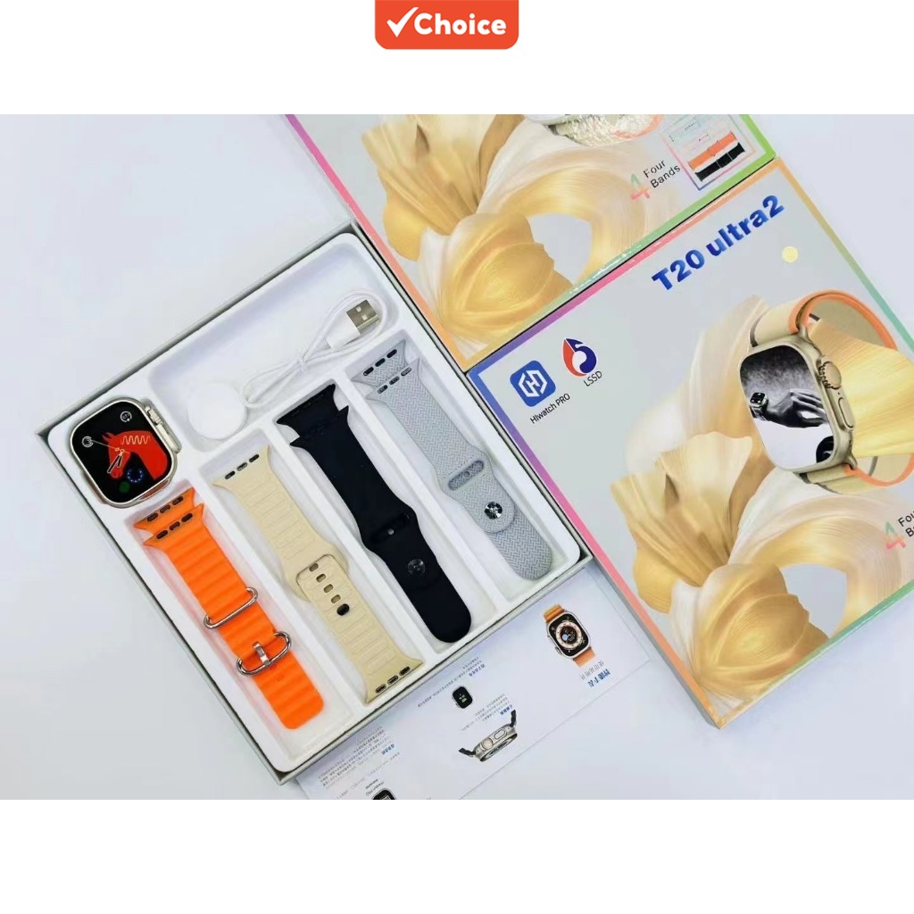 (4 สายรัด) 2024 New Series 9 Smartwatch T20 Ultra 2 Wireless Charge PK T800