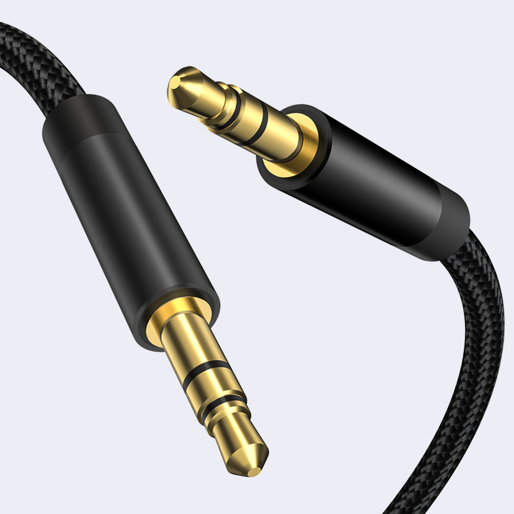 สายสัญญาณเสียง 3.5 มม. Hi-Fi Sound Stereo Nylon Braided Male to Male Aux Cord รองรับแล็ปท็อป โทรศัพท์ในรถยนต์ แท็บเล็ต