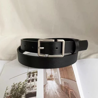 Unisex เกาหลีไม่สมมาตรเข็มขัดสีทึบ Minimalist ปรับสีดําสําหรับแฟชั่นสัปดาห์ Streetwear ธุรกิจชุดลําลอง