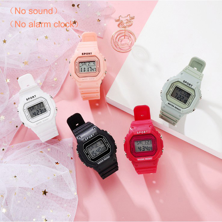 กันน ้ ํานาฬิกาดิจิตอล Unisex,Candy สีสดนาฬิกาสี ่ เหลี ่ ยมเล ็ ก ins นาฬิกาอิเล ็ กทรอนิกส ์ สําหรับนักเรียนชายและหญิง