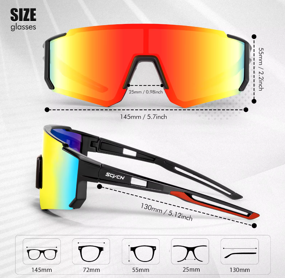 Scvcn ยูวี400 แว่นตากันแดดสําหรับขี่จักรยานสําหรับผู้ชายฤดูร้อนกีฬากลางแจ้งแว่นตาจักรยานป้องกันมีสไตล์และความสะดวกสบายสีดํา - รูปที่ 3