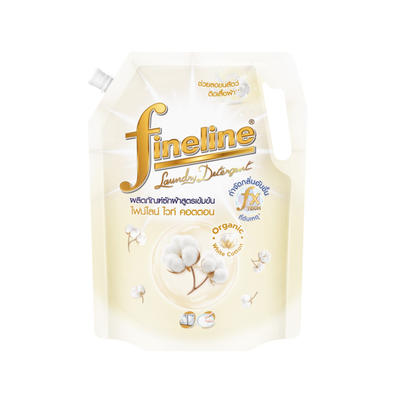 Fineline ผลิตภัณฑ์ซักผ้าสูตรเข้มข้น ไฟน์ไลน์ ไวท์ คอตตอน 1,250มล. หอมละมุนยาวนาน ช่วยลดขนสัตว์เลี้ยง
