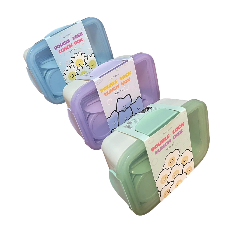 [Gift] กล่องข้าว กล่องอาหาร พร้อมช้อน ส้อม ถ้วยใส่น้ำจิ้ม คละสี (สินค้าสมนาคุณงดจำหน่าย)