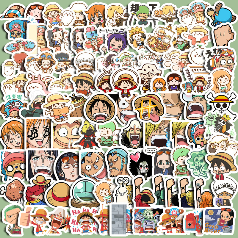 100 ชิ้น One Piece สติกเกอร์การ์ตูน Luffy Sanji Solo Chopper การ์ตูนน่ารักสติกเกอร์ตกแต่งเคสโทรศัพท์สติกเกอร์