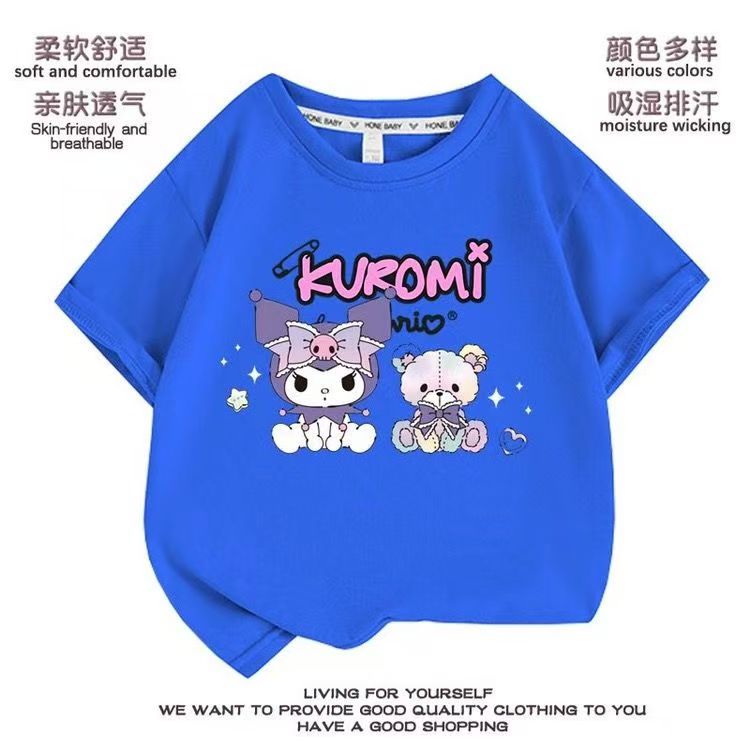 เสื้อยืดแขนสั้นฤดูร้อนสาว Kaai Kuromi พิมพ์ครึ่งแขนเสื้อ