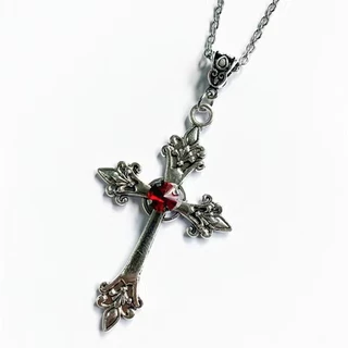 6 Gothic Dark Punk สไตล์สร้อยคอจี้ข้าม - การออกแบบระดับไฮเอนด์ที่ทันสมัยพร้อมรายละเอียด Intricate