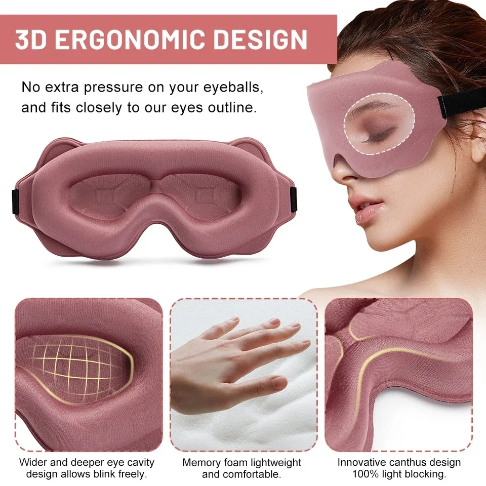 3d Sleeping Mask Block Ou t Light Sleep Mask สําหรับตา Soft Sleeping Aid Eye Mask สําหรับ Travel Eyeshade Night Breathable Slaapmasker