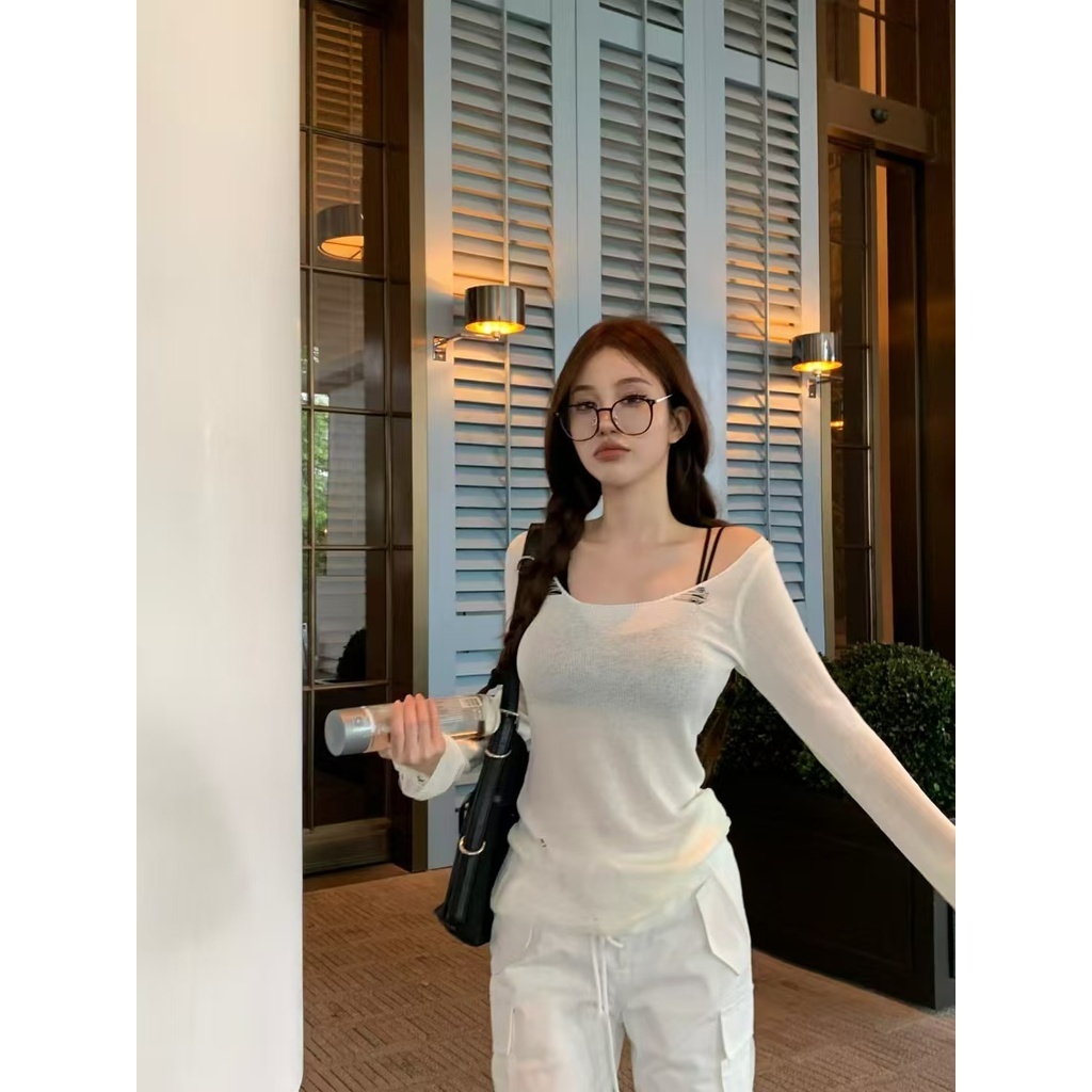 เสื้อแขนยาวกันแดดดีไซน์บางฤดูร้อนของผู้หญิง